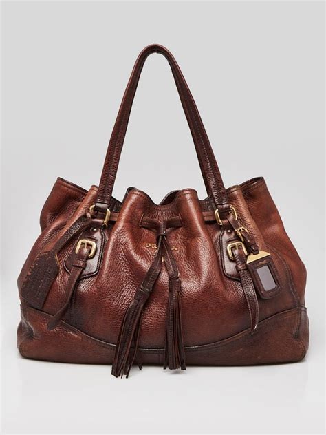 prada cervo antik drawstring cacao|Cacao Cervo Antik Leather Drawstring Shoulder Bag .